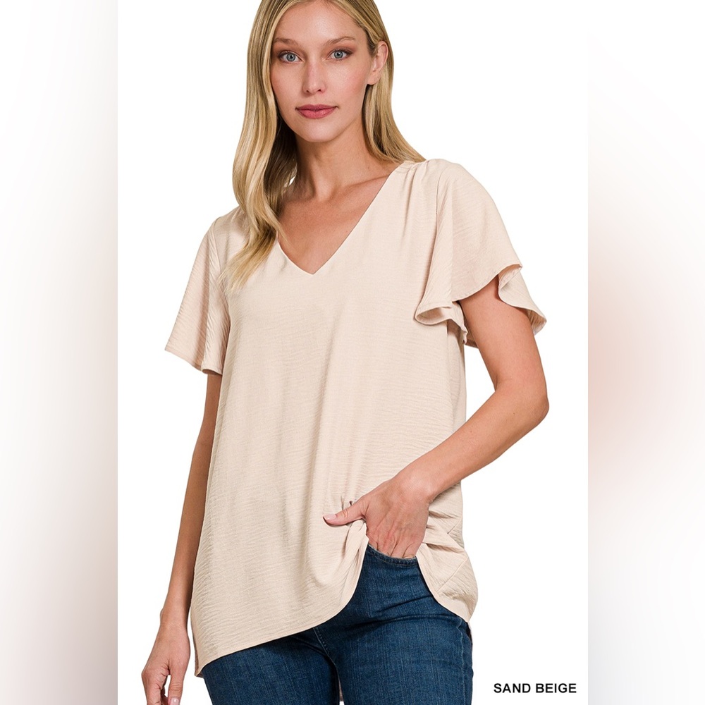 🆕 Zenana WOVEN AIRFLOW FLUTTER SLEEVE TOP